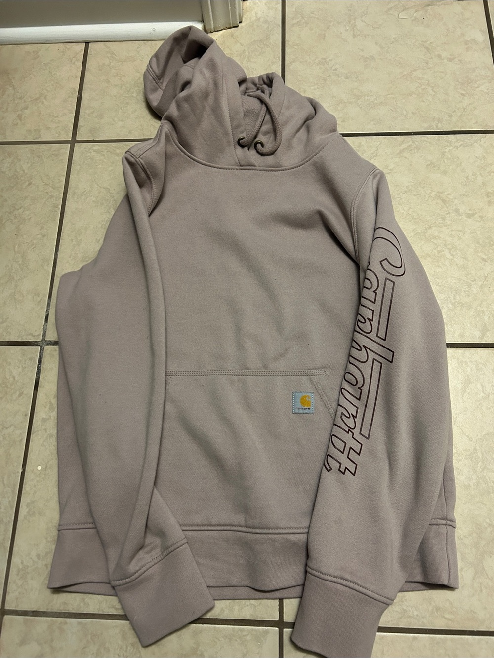 Carhartt Taupe/Pale Brown Hooded Sweatshirt with Sleeve Script